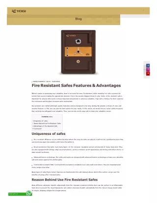 Fire Resistant Safes Features Advantages