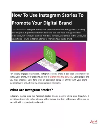 How to Use Instagram Stories to Promote Your Digital Brand