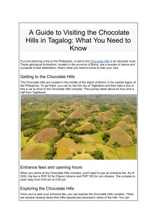 A Guide to Visiting the Chocolate Hills in Tagalog_ What You Need to Know