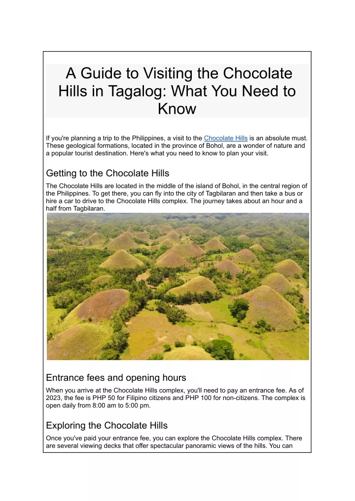 a guide to visiting the chocolate hills