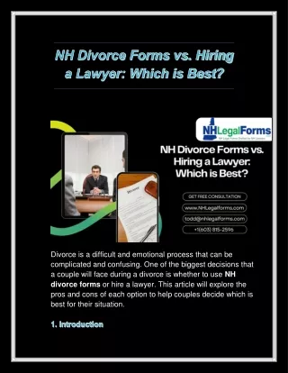 NH Divorce Forms vs. Hiring a Lawyer Which is Best