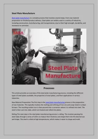 Steel Plate Manufacture