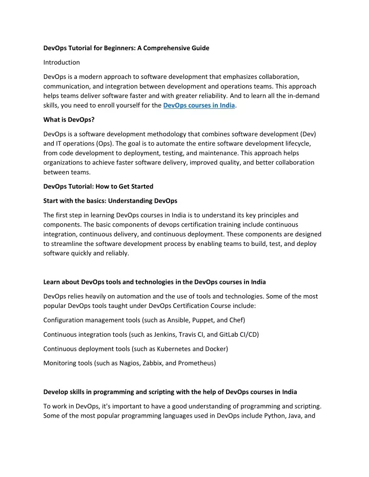 devops tutorial for beginners a comprehensive