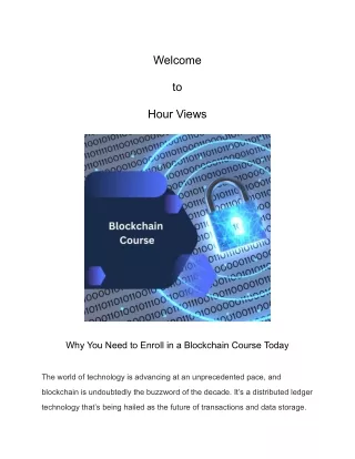 Why You Need to Enroll in a Blockchain Course Today