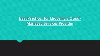 Best Practices for Choosing a Cloud-Managed Services Provider