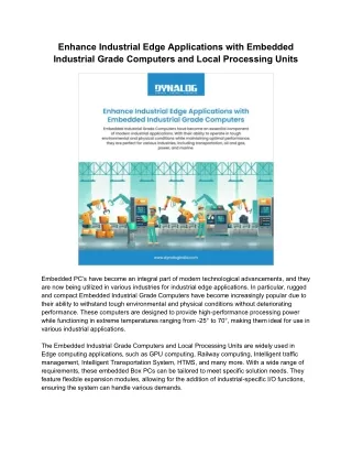 enhance industrial edge applications with