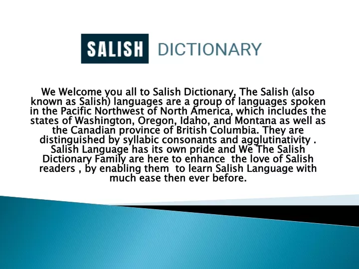 we welcome you all to salish dictionary