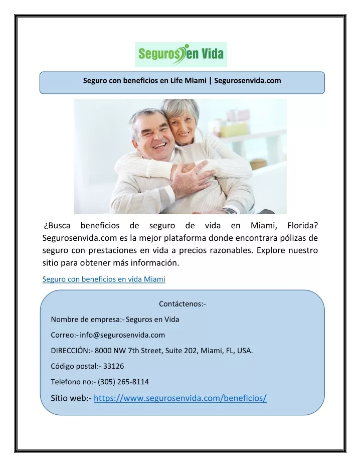 seguro con beneficios en life miami segurosenvida