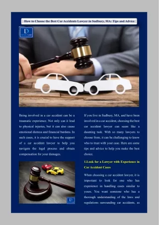 How to Choose the Best Car Accidents Lawyer in Sudbury, MA: Tips and Advice