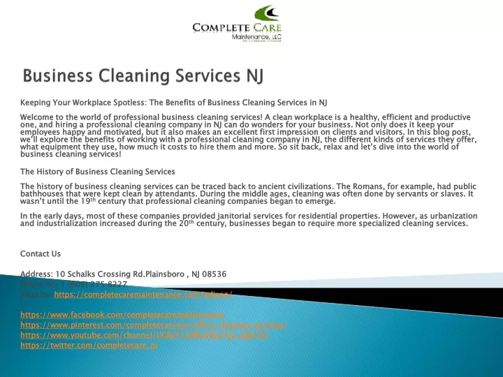 business cleaning services nj