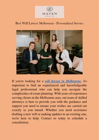 Best Will Lawyer Melbourne - Personalized Service