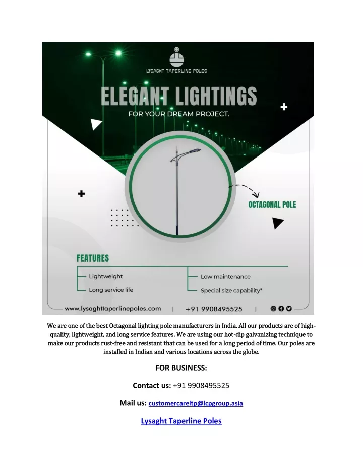 we are one of the best octagonal lighting pole