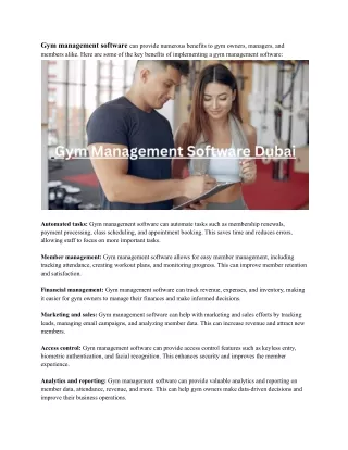 gym management software can provide numerous