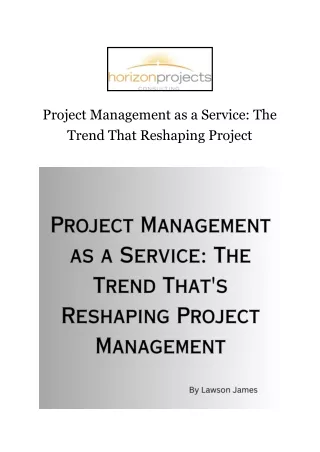 Project Management as a Service: The Trend That Reshaping Project