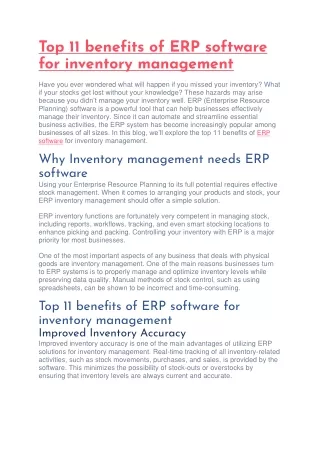Top 11 benefits of ERP software for inventory management