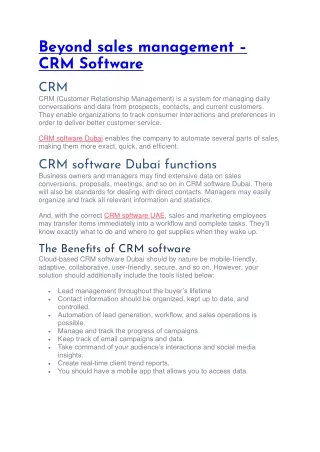 beyond sales management crm software
