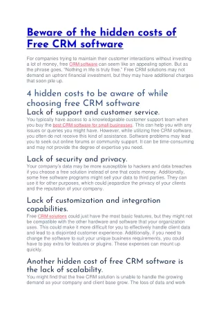 beware of the hidden costs of free crm software