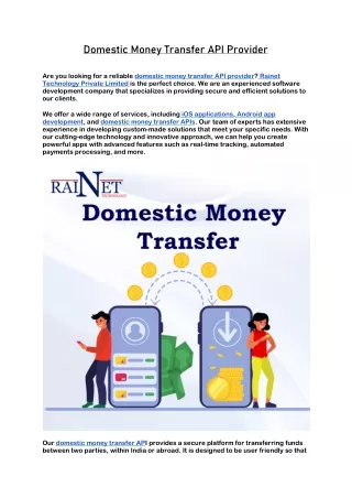 Domestic Money Transfer API Provider