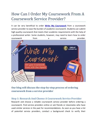 How Can I Order My Coursework From A Coursework Service Provider?