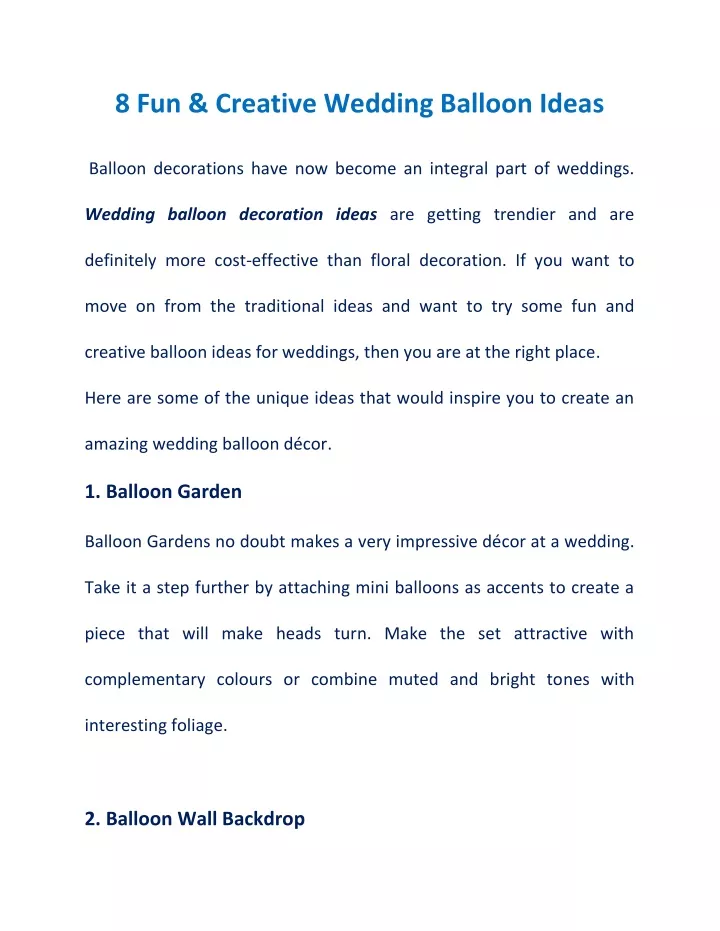 8 fun creative wedding balloon ideas