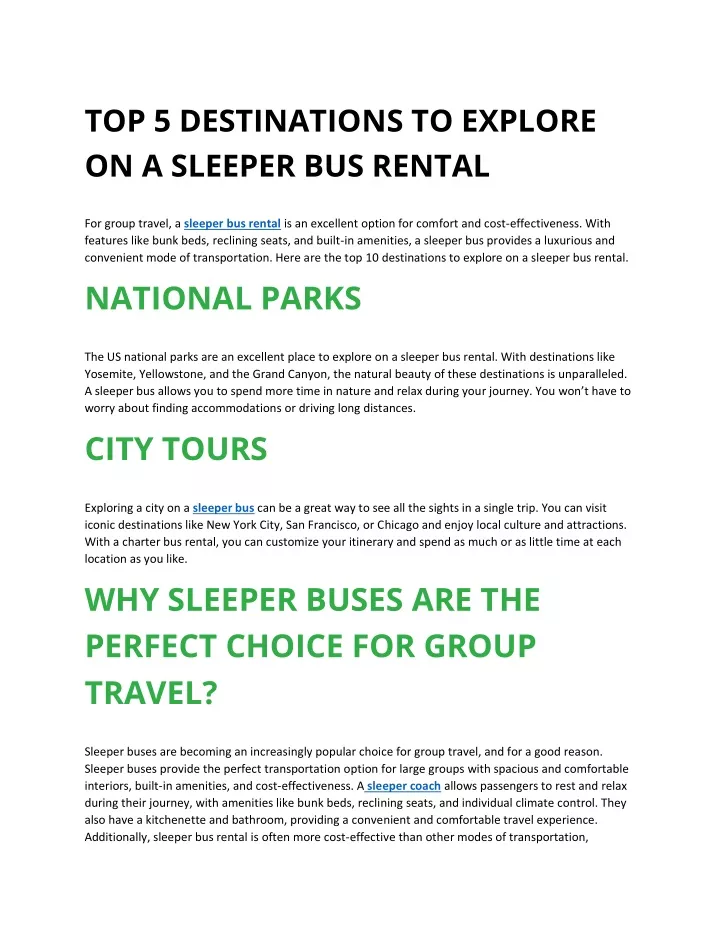 top 5 destinations to explore on a sleeper