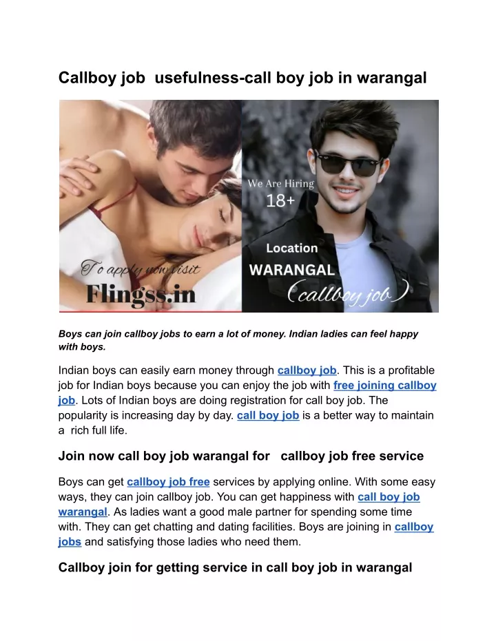 callboy job usefulness call boy job in warangal