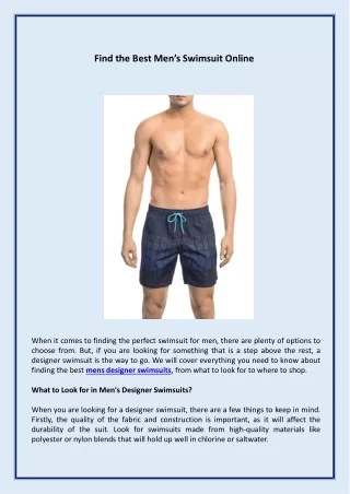 Find the Best Men’s Swimsuit Online