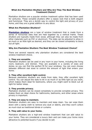 What Are Plantation Shutters and Why Are They The Best Window Treatment Choice