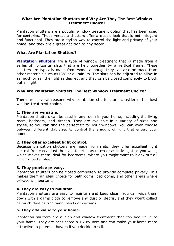 what are plantation shutters and why are they