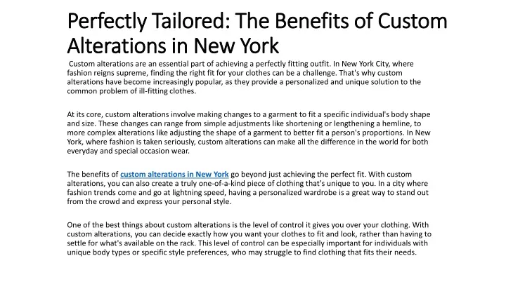 perfectly tailored the benefits of custom alterations in new york