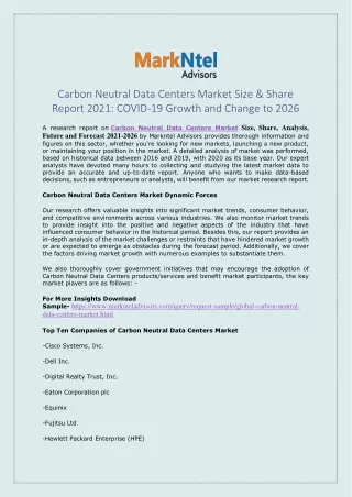 Carbon Neutral Data Centers Market Size, Growth & Demand, 2026