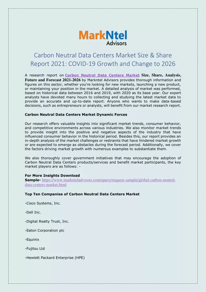 carbon neutral data centers market size share