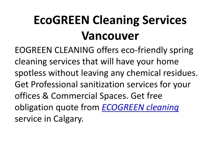 ecogreen cleaning services vancouver