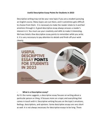 useful descriptive essay points for students