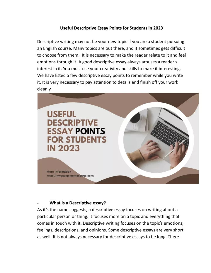 useful descriptive essay points for students