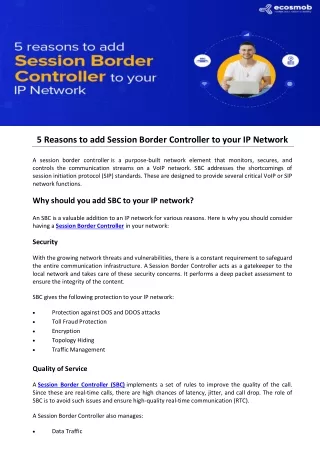 5 Reasons to add Session Border Controller to your IP Network