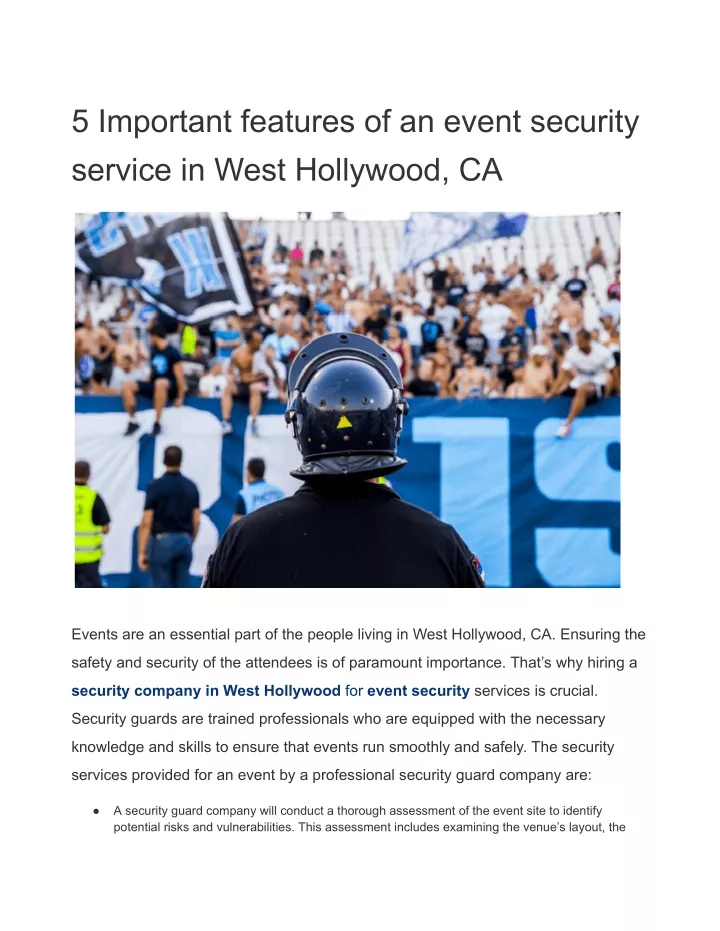 5 important features of an event security service