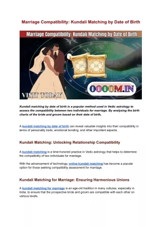 marriage compatibility kundali matching by date