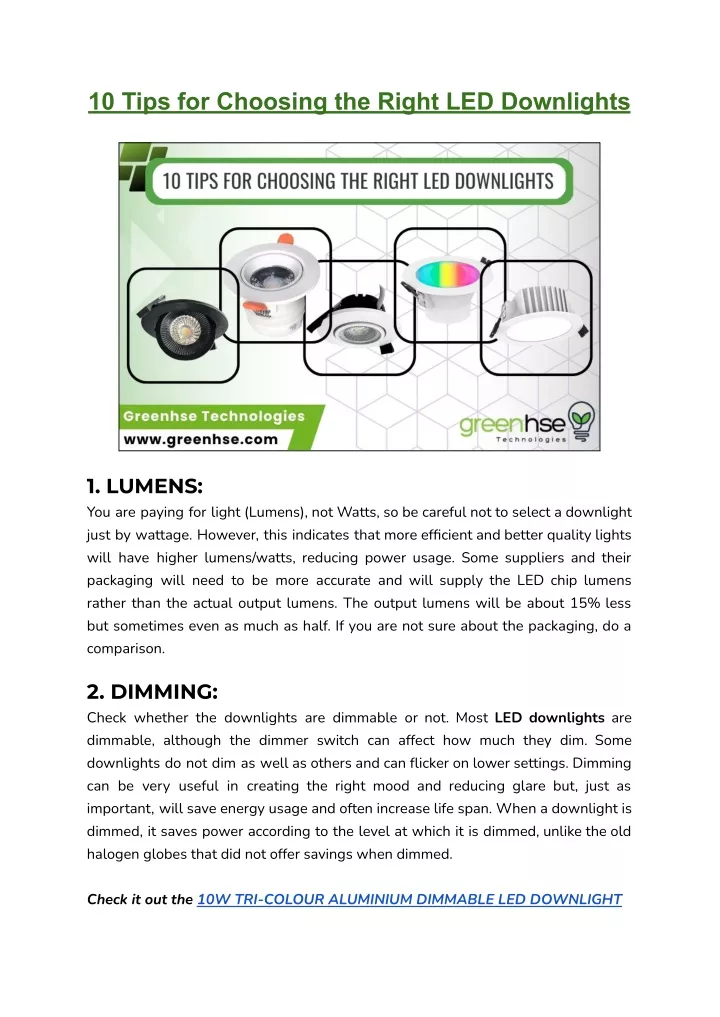 10 tips for choosing the right led downlights