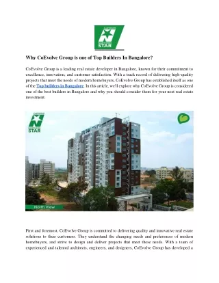 Why CoEvolve Group is one of Top Builders In Bangalore_