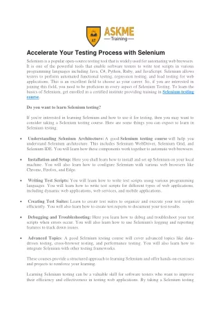 accelerate your testing process with selenium