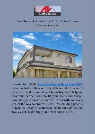 Best Home Builders in Baulkham Hills - Custom Designs Available