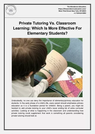 Private Tutoring Vs. Classroom Learning Which Is More Effective For Elementary Students