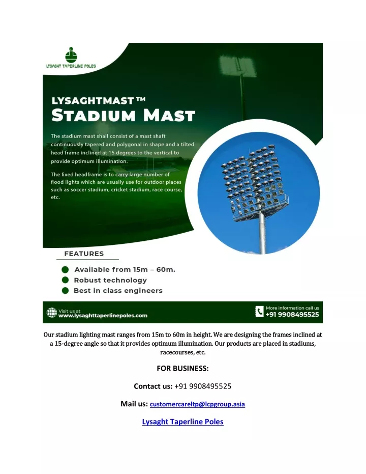 our stadium lighting mast ranges from