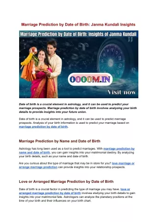 marriage prediction by date of birth janma