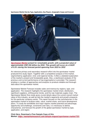 sportswear market size by type application