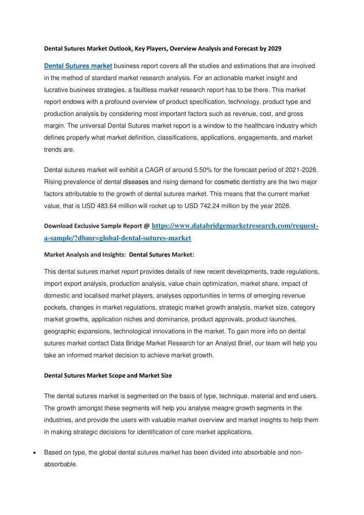 dental sutures market outlook key players
