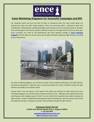 Event Marketing Singapore for Successful Campaigns and ROI