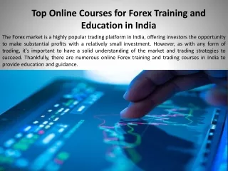 Top Online Courses for Forex Training and Education in India