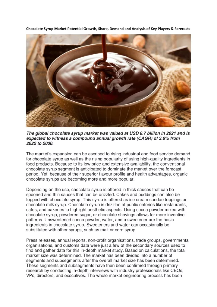 chocolate syrup market potential growth share